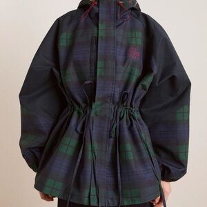Damson Madder Lou Shower Proof Rain Coat - Navy Check